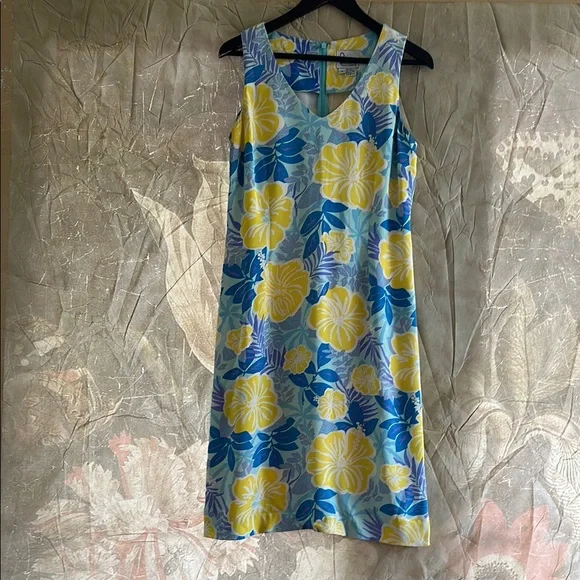 blue and yellow sun dress Maya Blue And Gold Front-slit Dress 2XL
